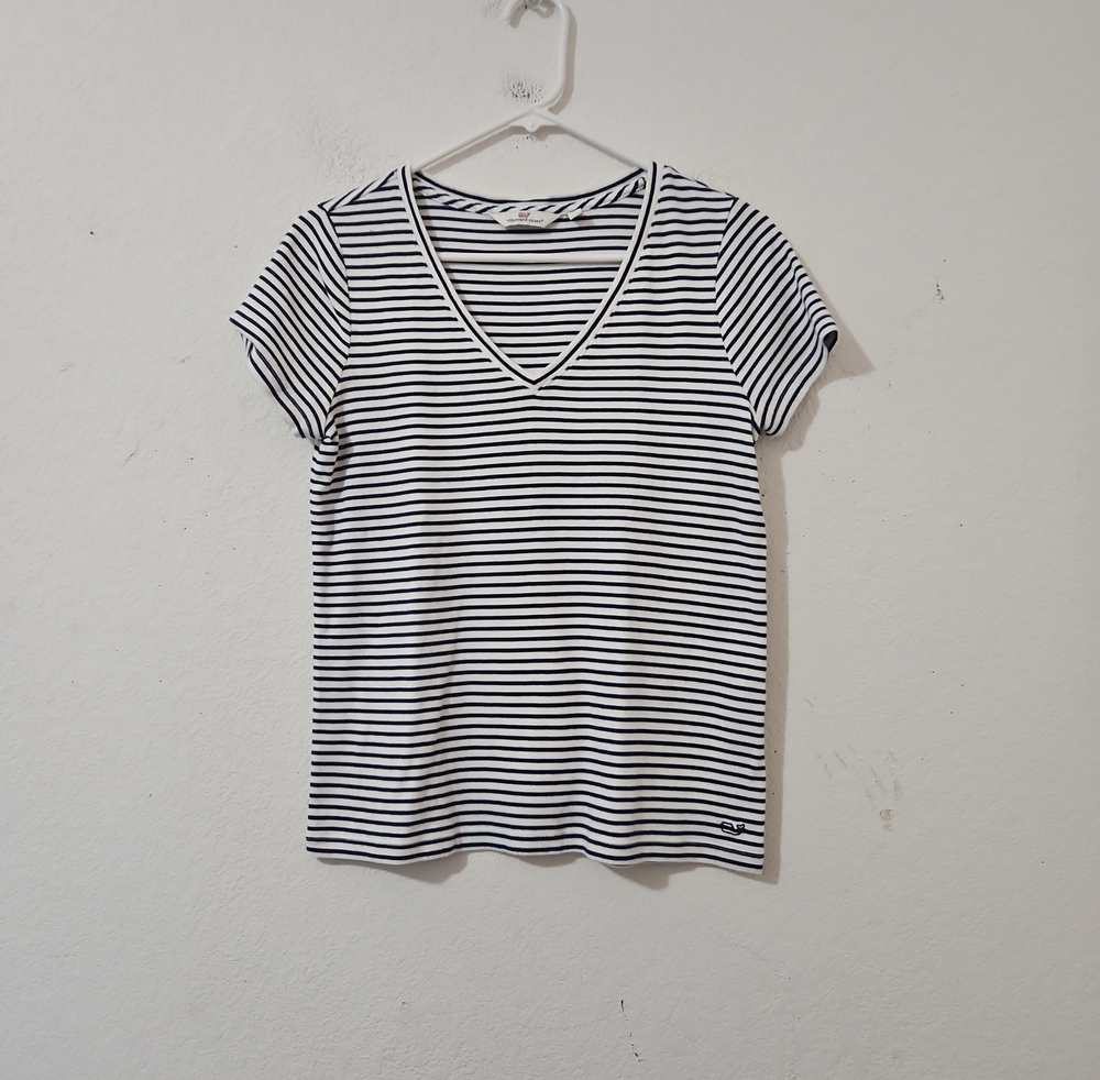 Vineyard Vines Striped V-Neck Tee , Size Small